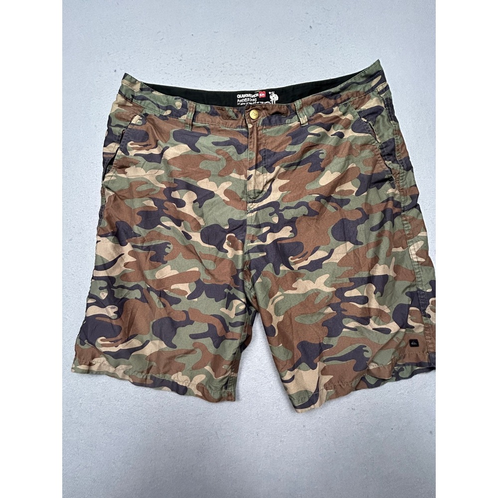 Quiksilver Amphibians Shorts Ripstop Camo Green Brown Size 38 Mens